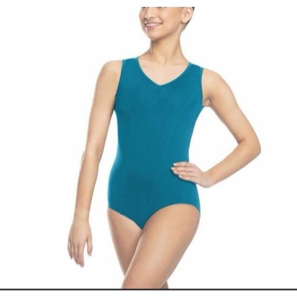Revolution Dance Classic Tank Leotard Child Large LC Teal RD50003 Pinched Front